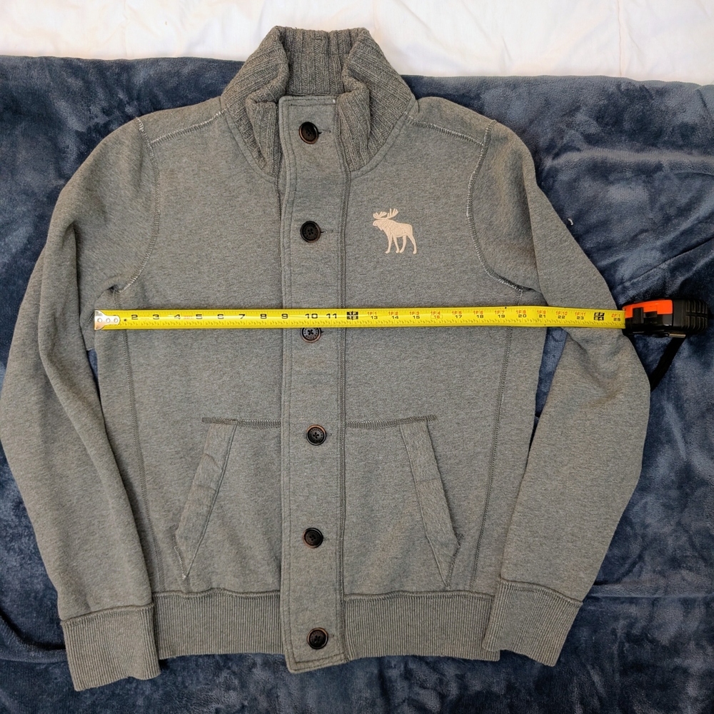 Vintage Abercrombie & Fitch Gray Knit Collar Jacket Muscle Fit - Picture 6 of 10